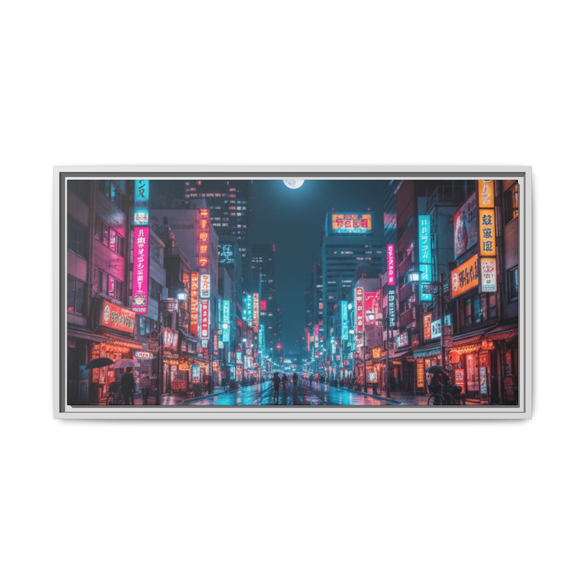 Japan Nightscape Canvas Framed Print