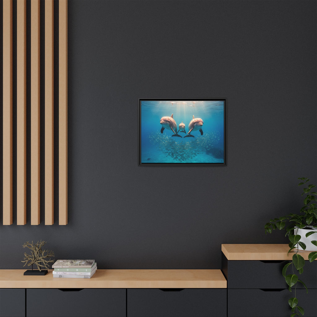 Framed Dolphin Canvas Print — Matte Ocean Wall Art