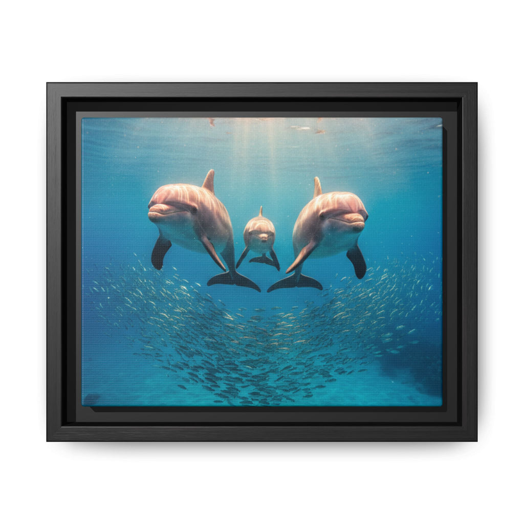 Framed Dolphin Canvas Print — Matte Ocean Wall Art