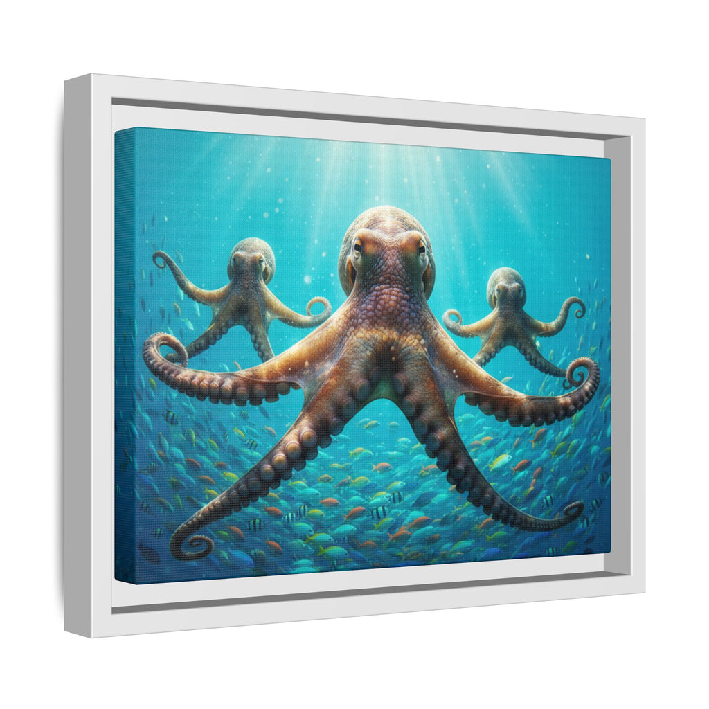 Framed Octopus Art Print — Vibrant Underwater Canvas Wall Decor