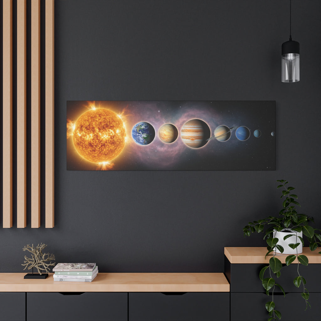 Stunning Solar System Art — Planet Lineup Matte Stretched Wall Art
