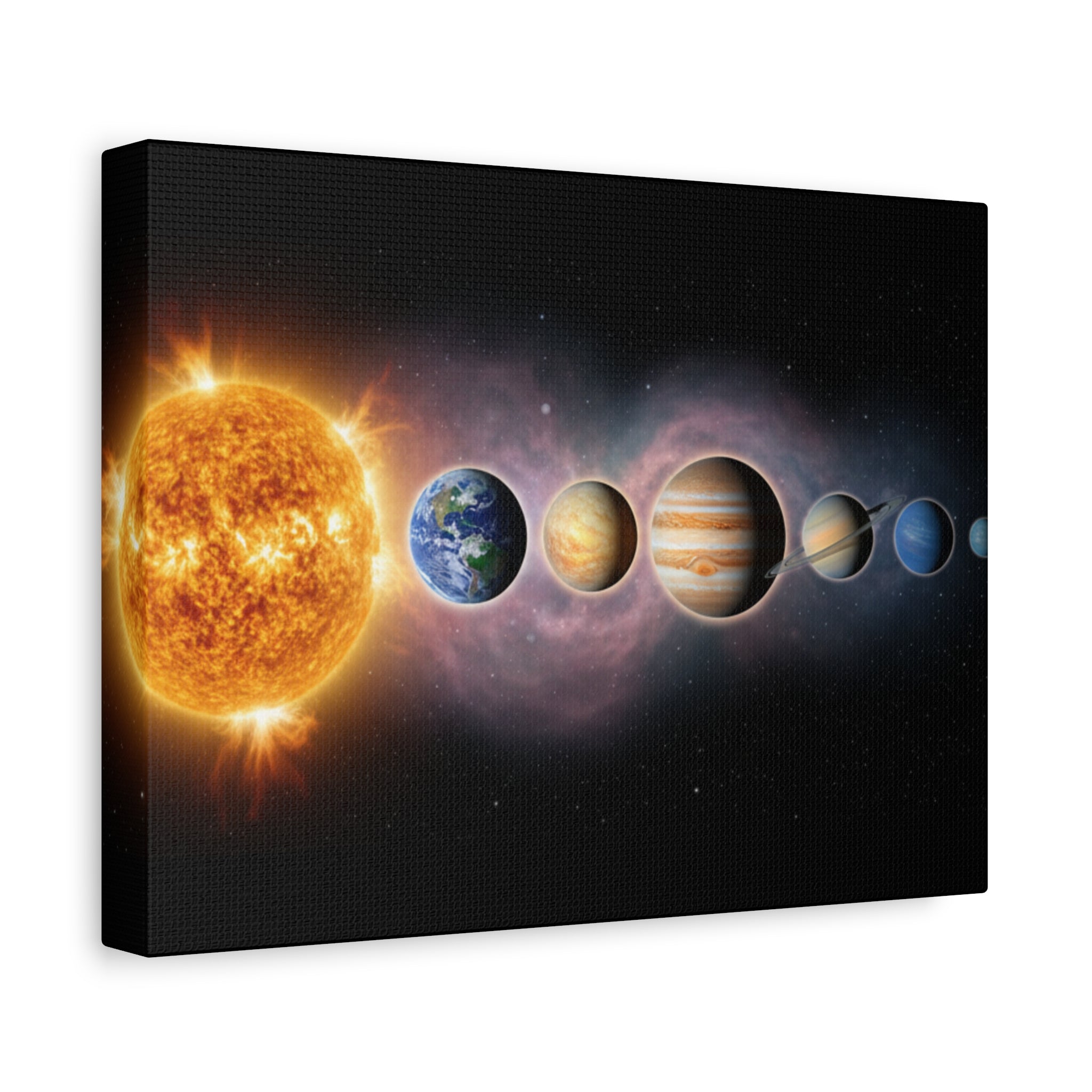 Stunning Solar System Art — Planet Lineup Matte Stretched Wall Art