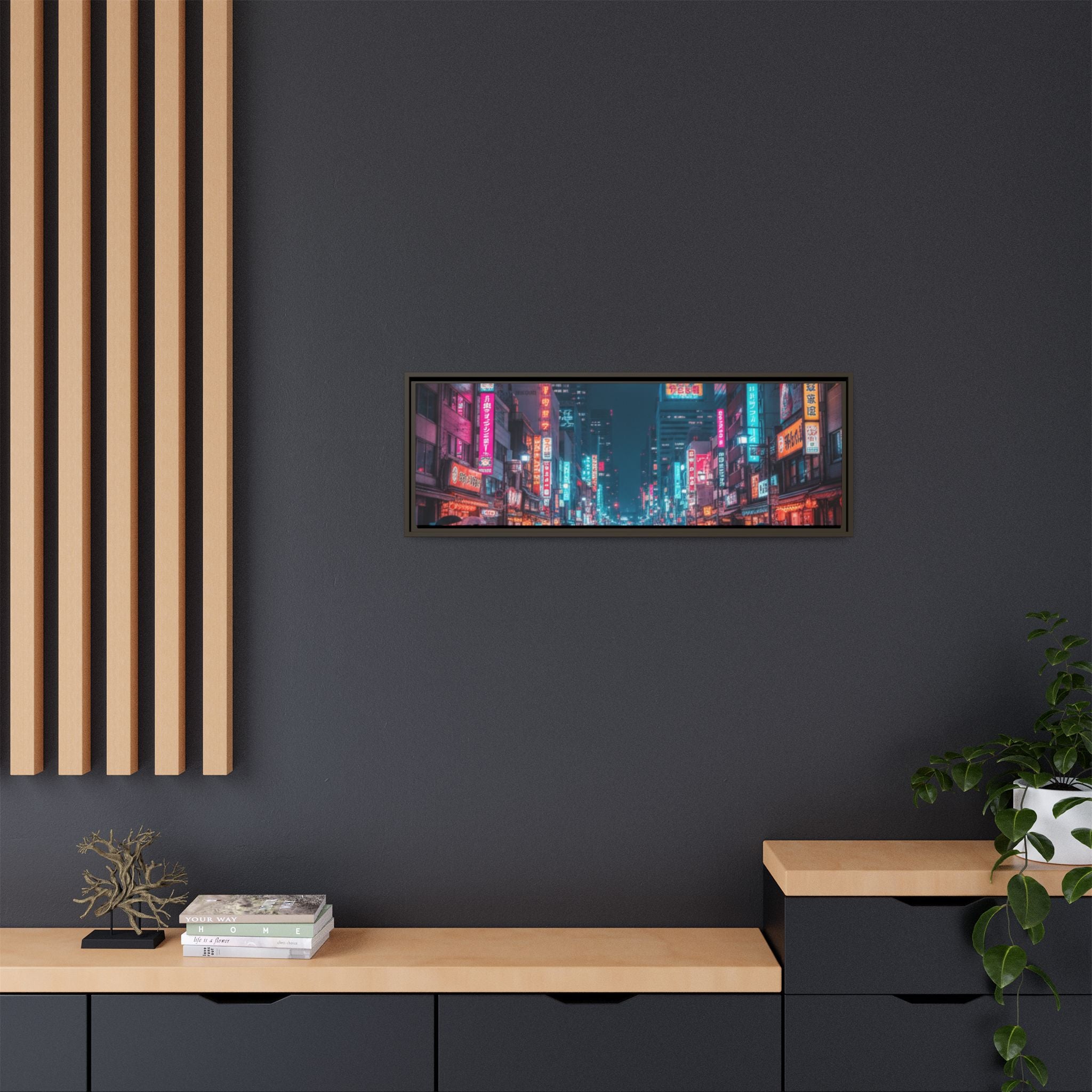 Japan Nightscape Canvas Framed Print