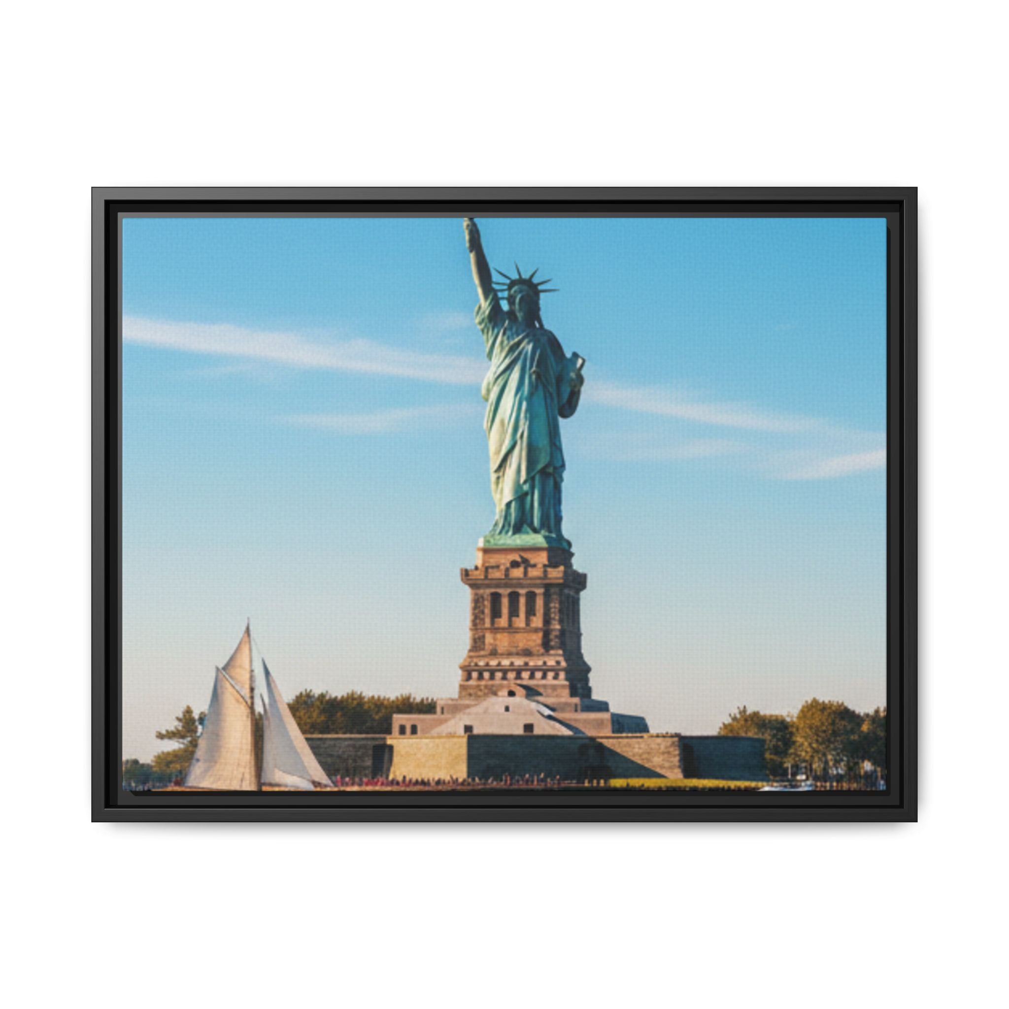 Statue of Liberty Matte Framed Canvas Print — New York City Landmark Wall Art
