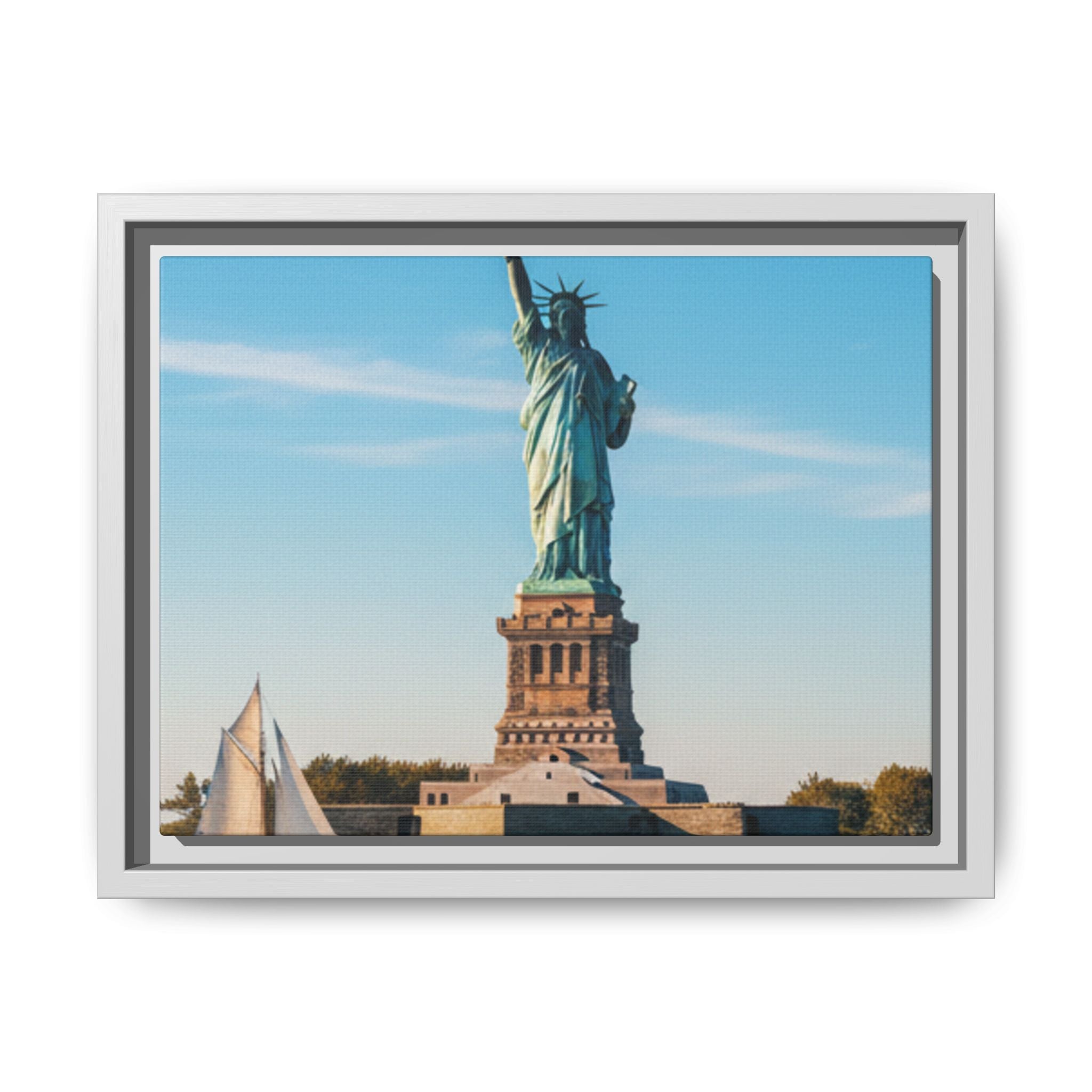 Statue of Liberty Matte Framed Canvas Print — New York City Landmark Wall Art