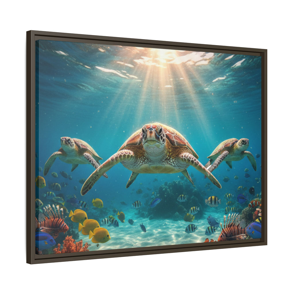 Sea Turtle Ocean Art — Framed Matte Canvas Wall Art
