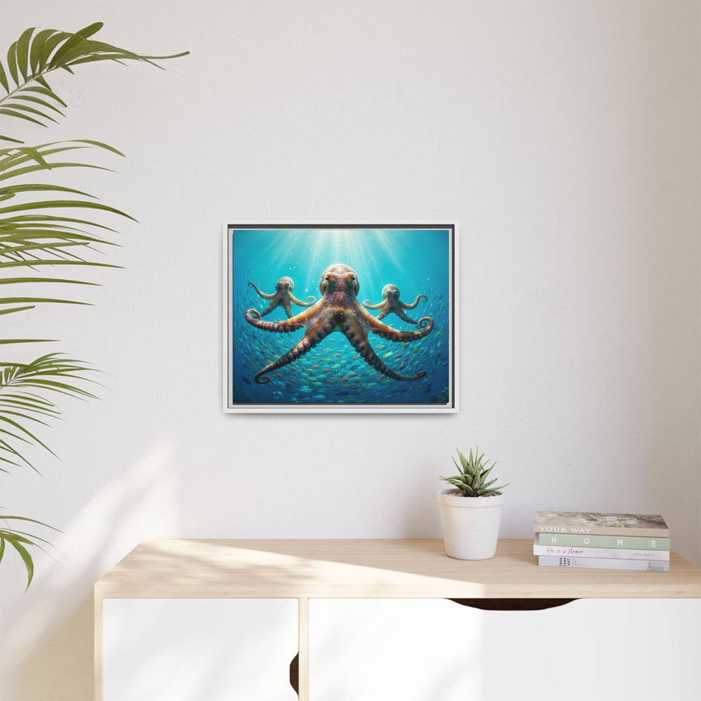 Framed Octopus Art Print — Vibrant Underwater Canvas Wall Decor