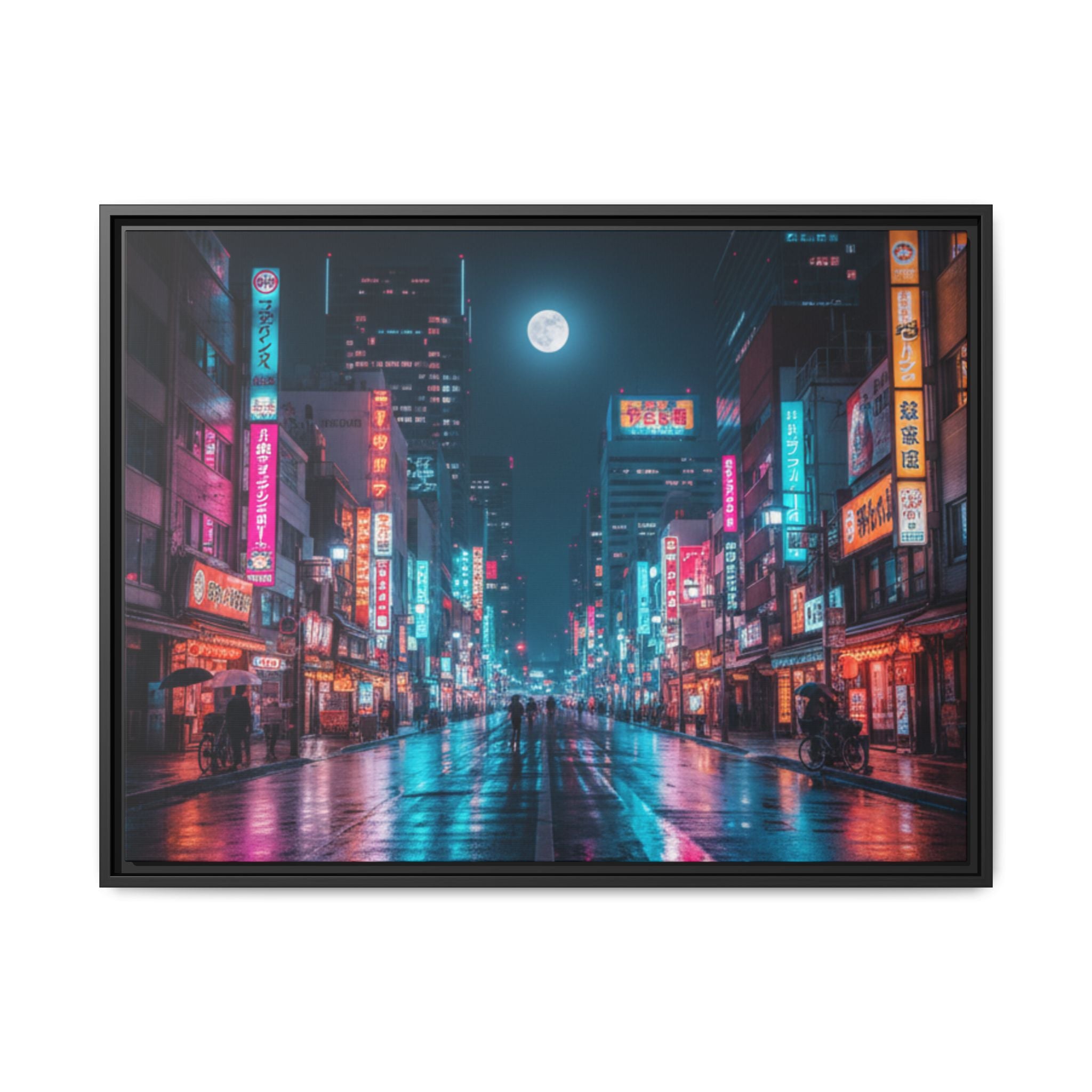 Japan Nightscape Canvas Framed Print