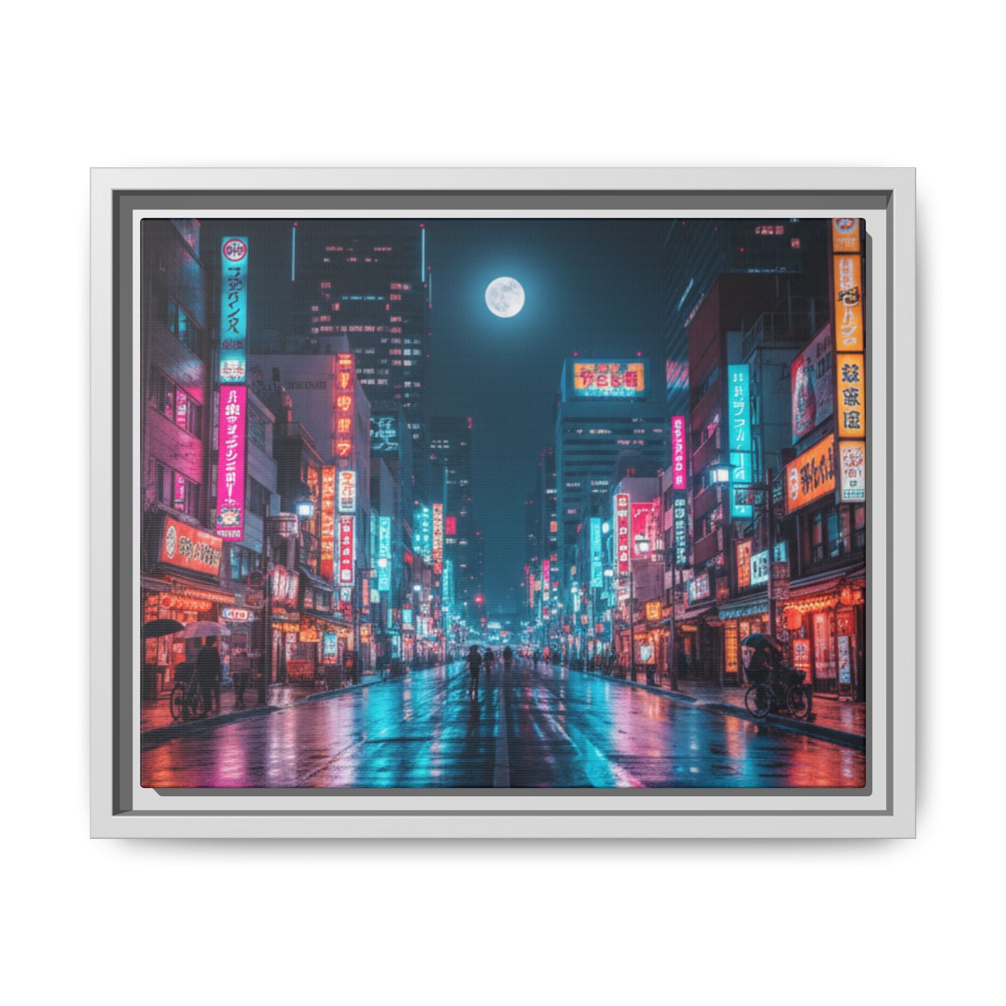 Japan Nightscape Canvas Framed Print