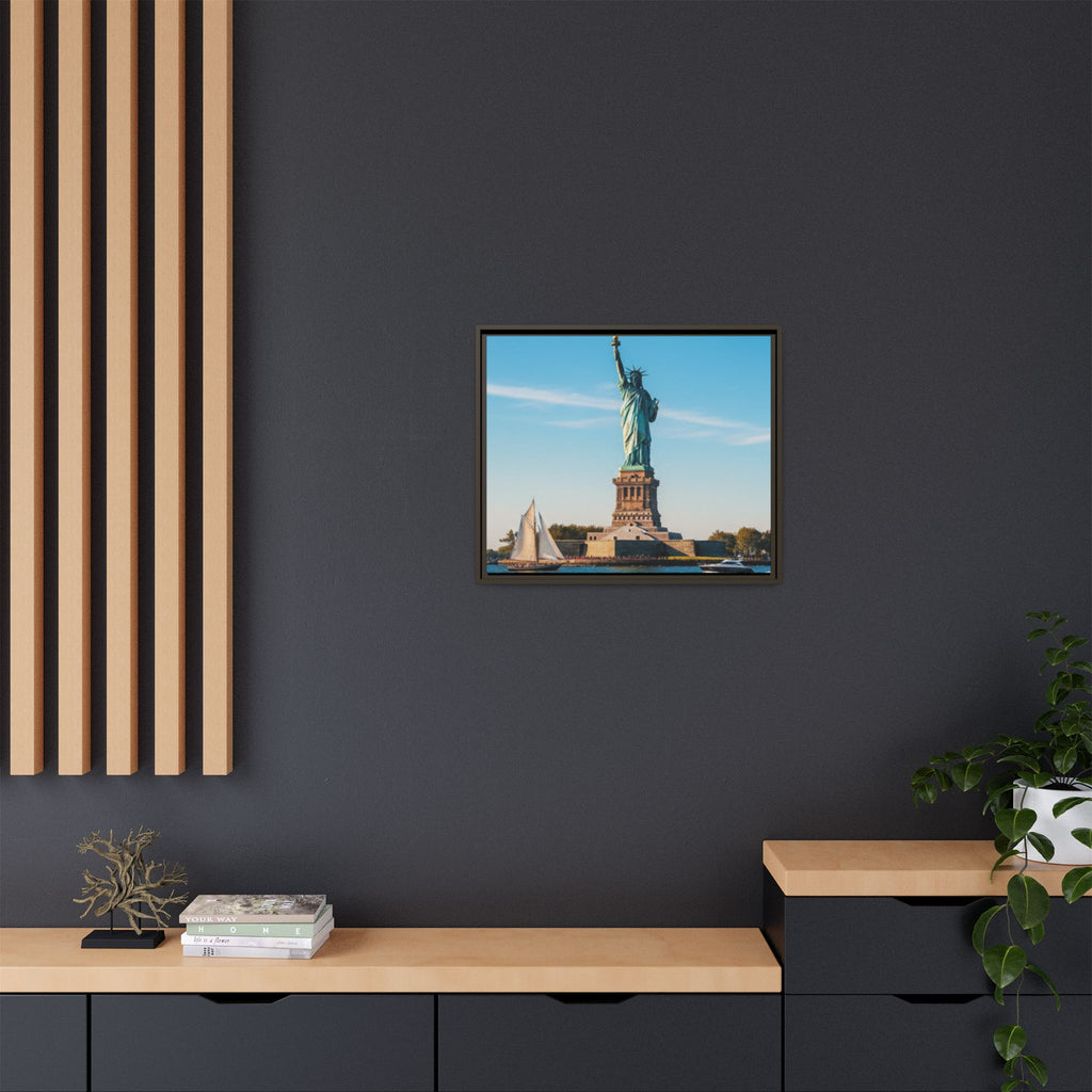 Statue of Liberty Matte Framed Canvas Print — New York City Landmark Wall Art