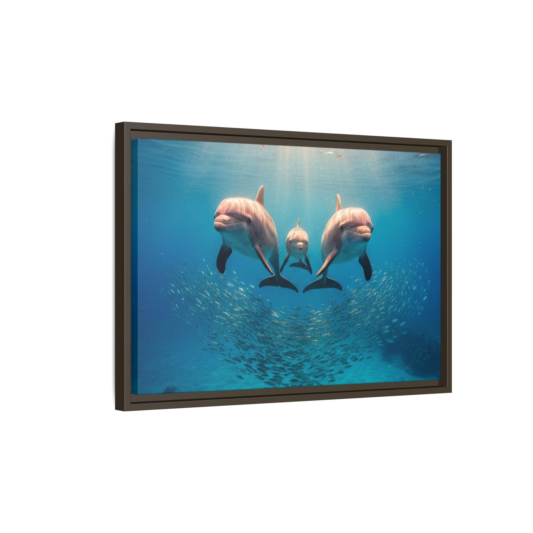 Framed Dolphin Canvas Print — Matte Ocean Wall Art