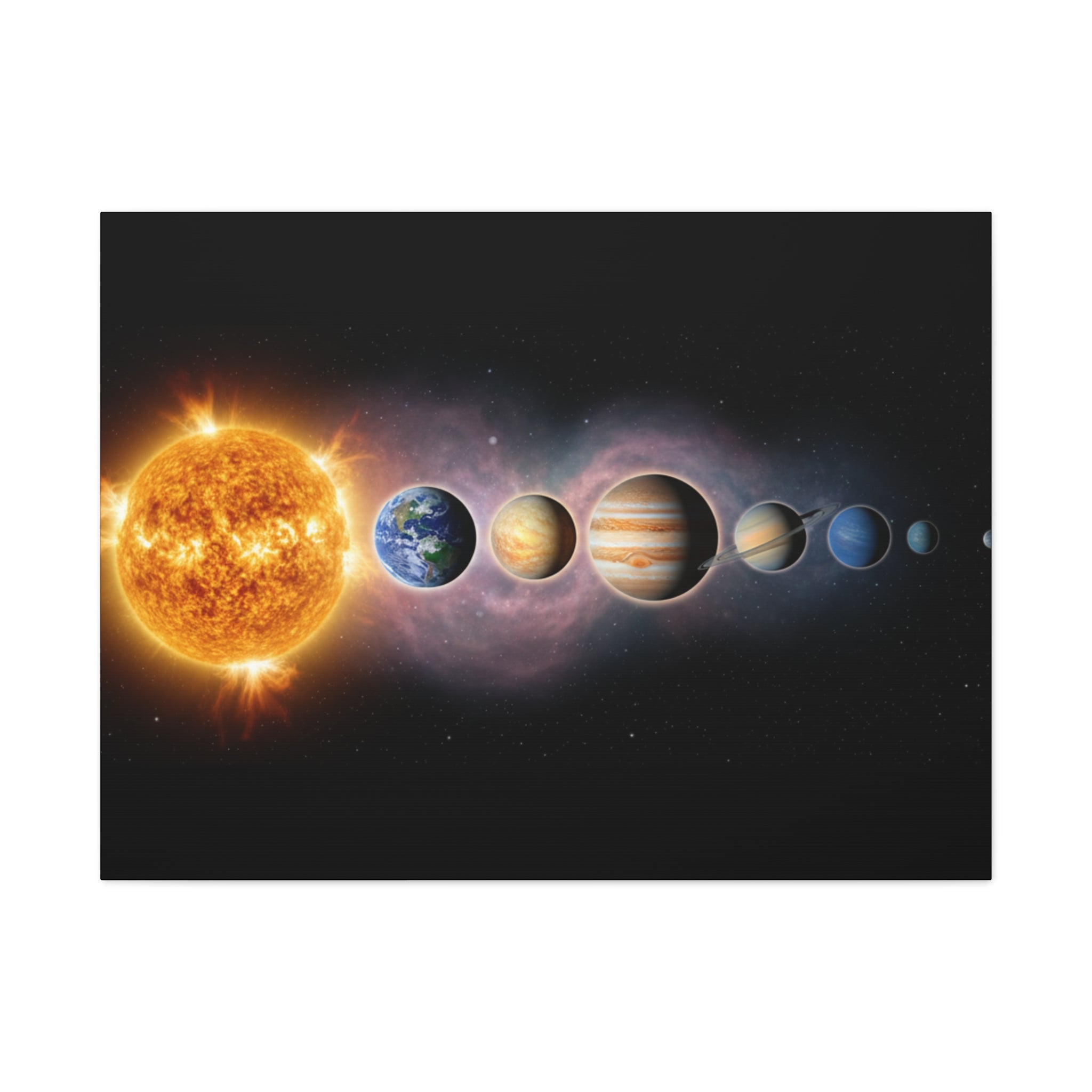 Stunning Solar System Art — Planet Lineup Matte Stretched Wall Art