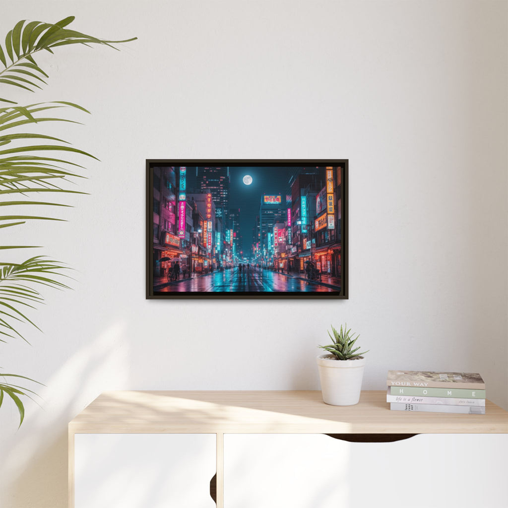 Japan Nightscape Canvas Framed Print