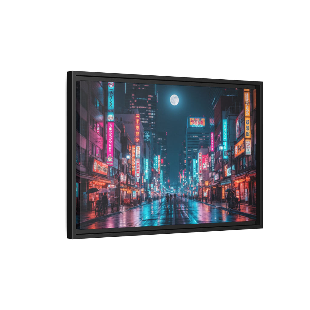 Japan Nightscape Canvas Framed Print