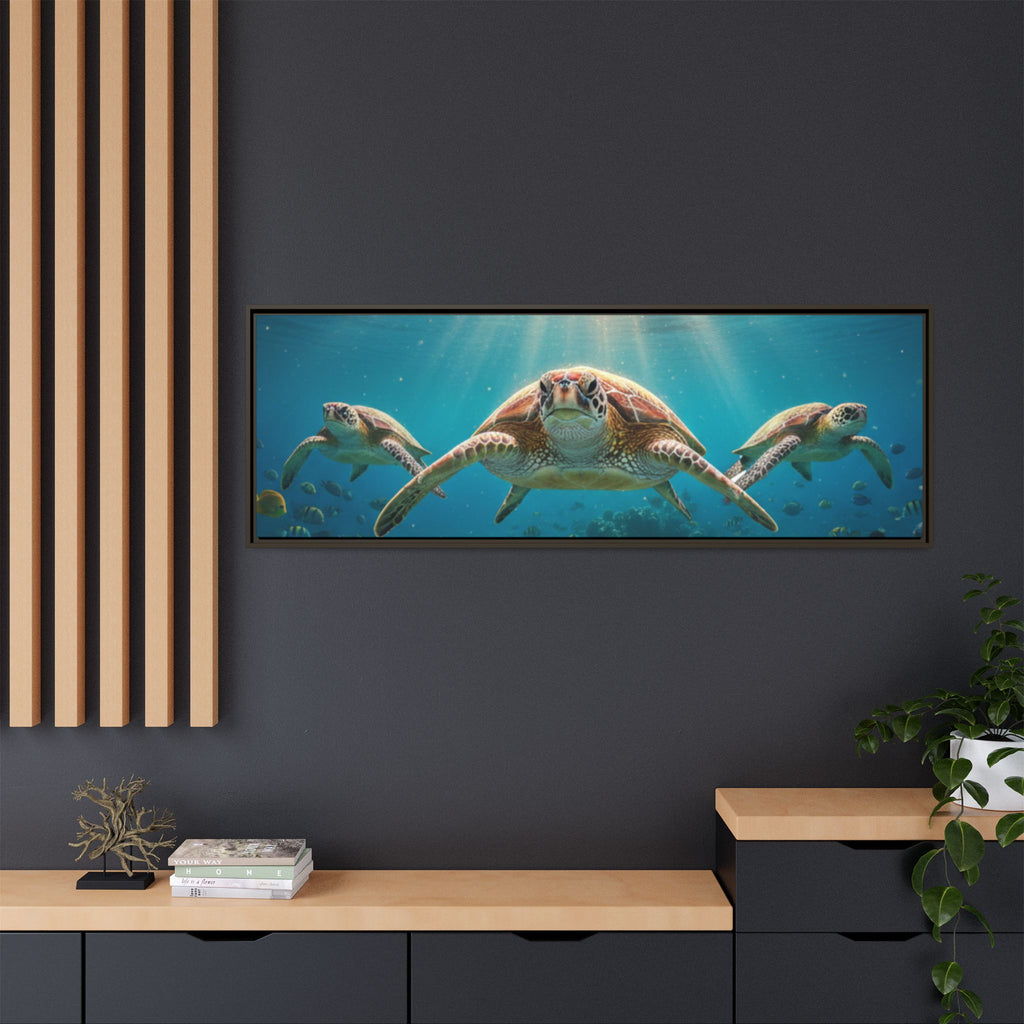 Sea Turtle Ocean Art — Framed Matte Canvas Wall Art