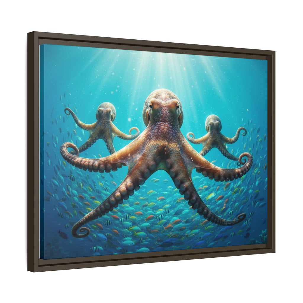 Framed Octopus Art Print — Vibrant Underwater Canvas Wall Decor