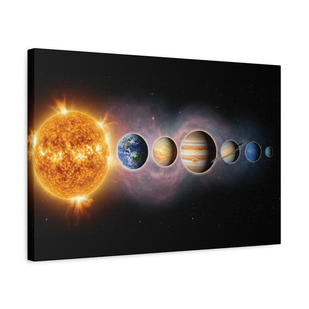 Stunning Solar System Art — Planet Lineup Matte Stretched Wall Art