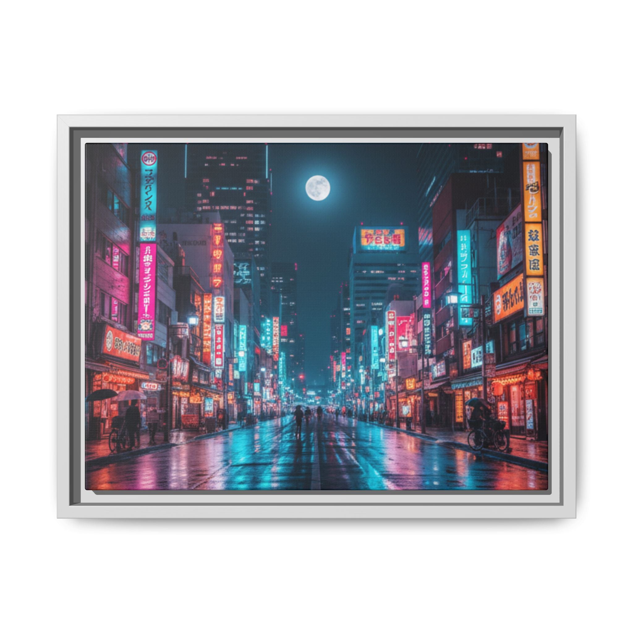 Japan Nightscape Canvas Framed Print