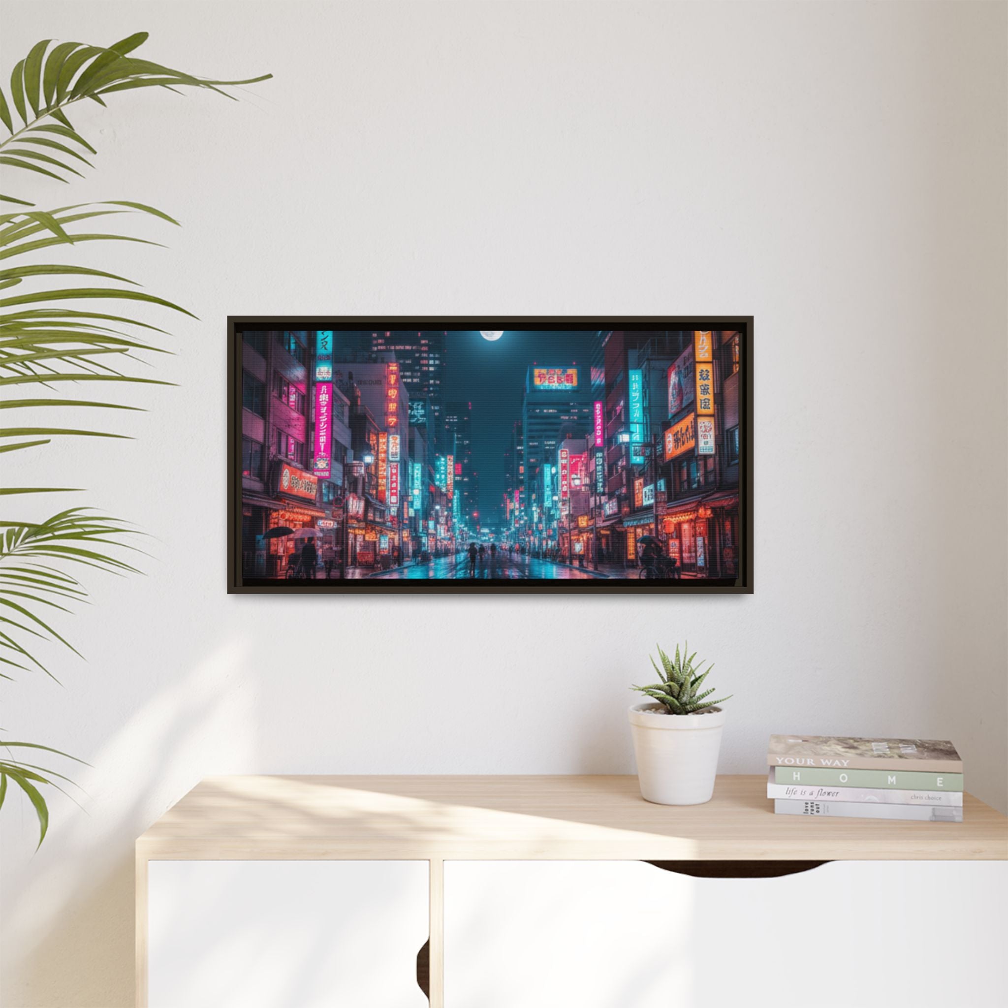 Japan Nightscape Canvas Framed Print