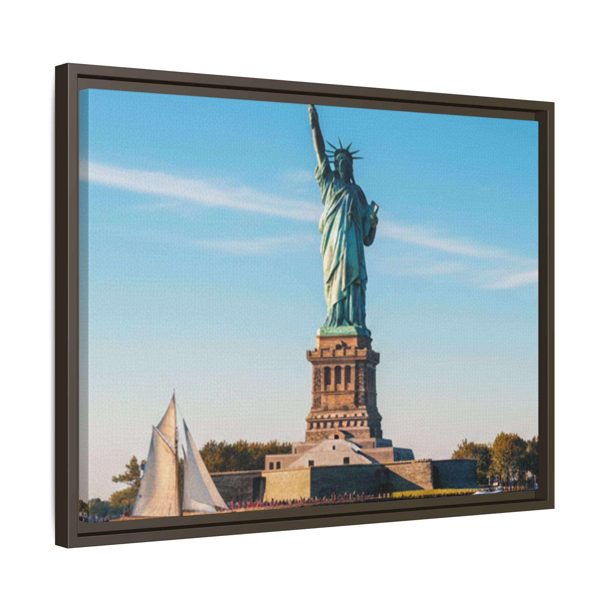Statue of Liberty Matte Framed Canvas Print — New York City Landmark Wall Art