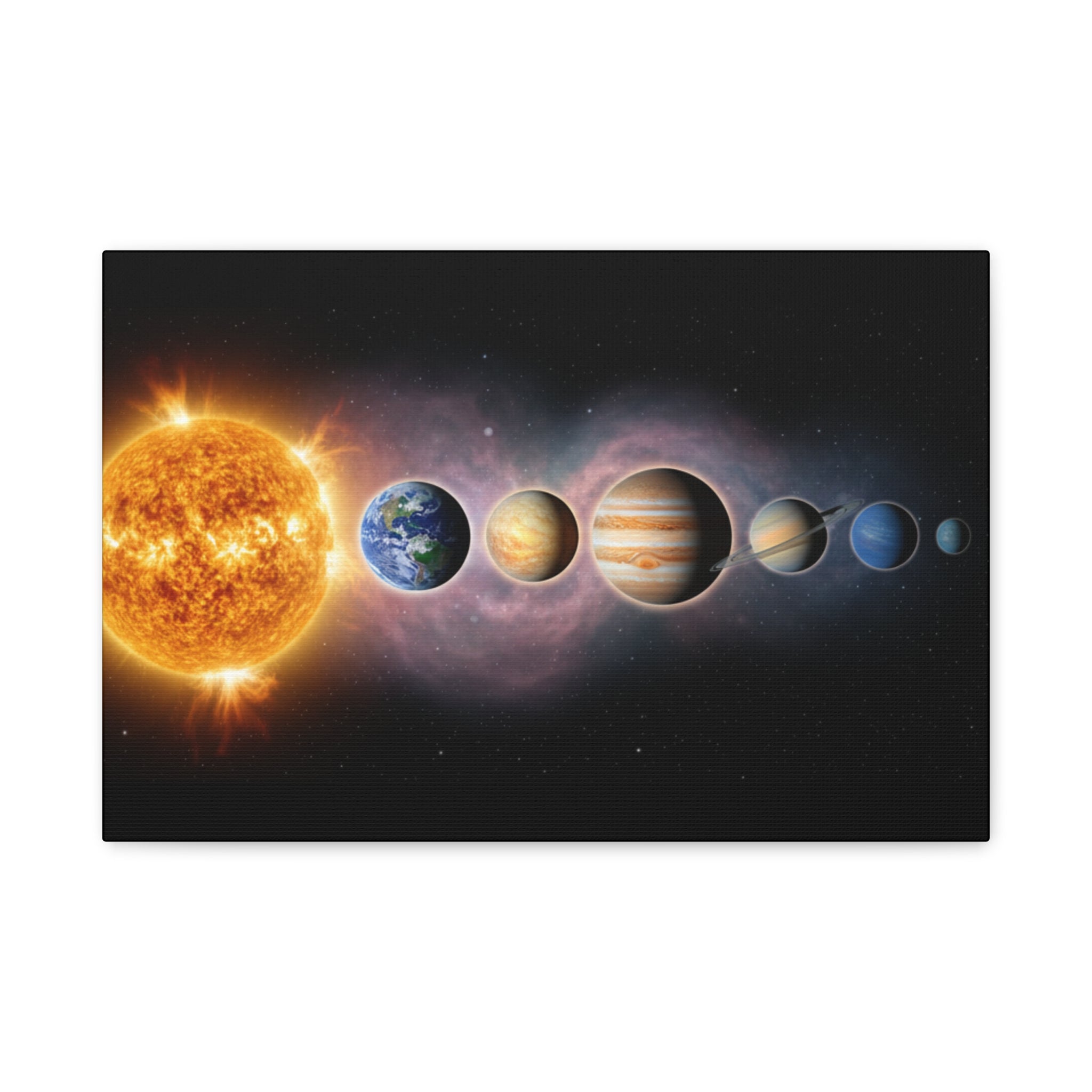 Stunning Solar System Art — Planet Lineup Matte Stretched Wall Art