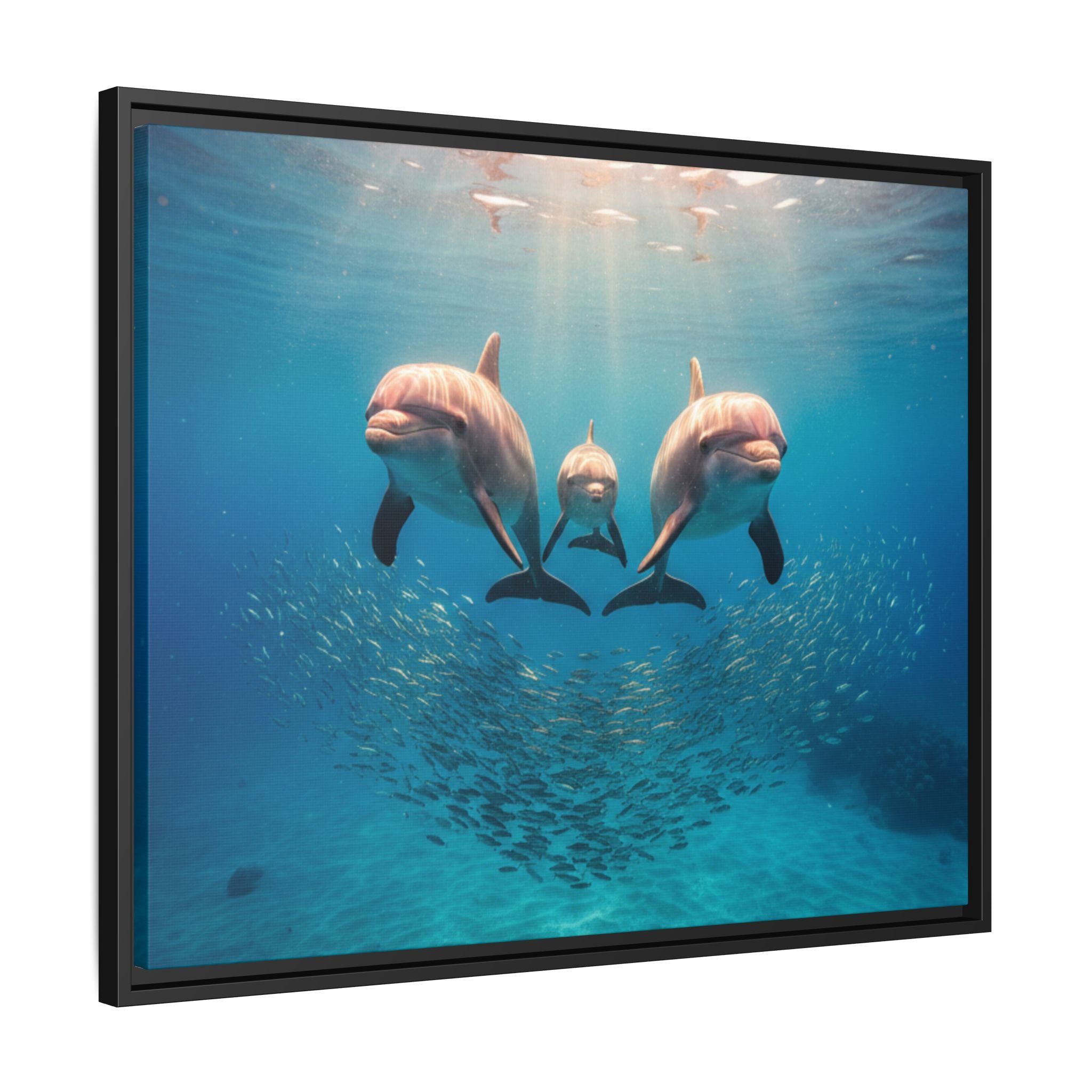 Framed Dolphin Canvas Print — Matte Ocean Wall Art