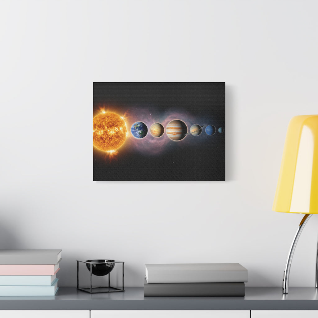 Stunning Solar System Art — Planet Lineup Matte Stretched Wall Art