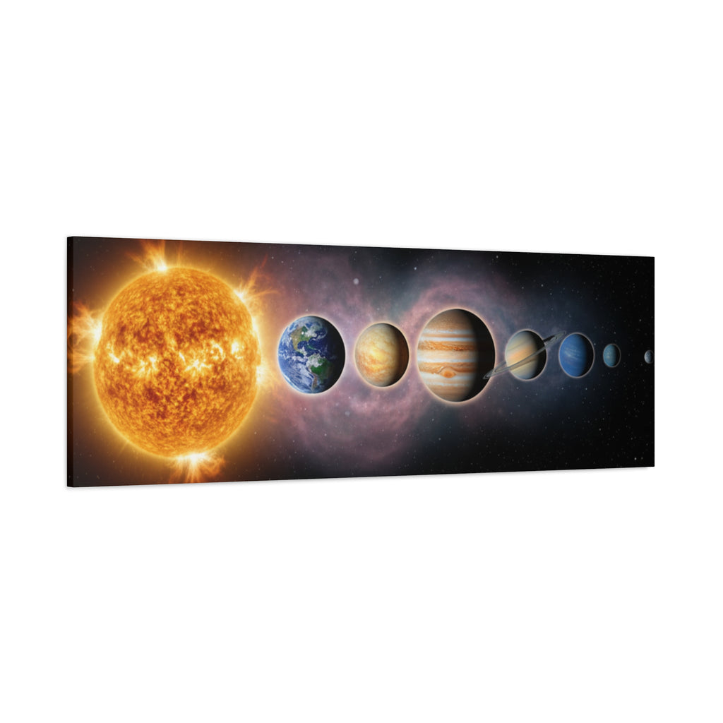Stunning Solar System Art — Planet Lineup Matte Stretched Wall Art