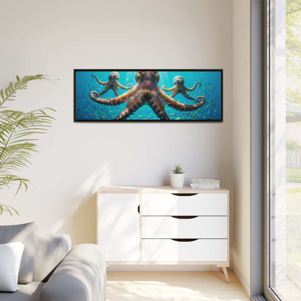 Framed Octopus Art Print — Vibrant Underwater Canvas Wall Decor