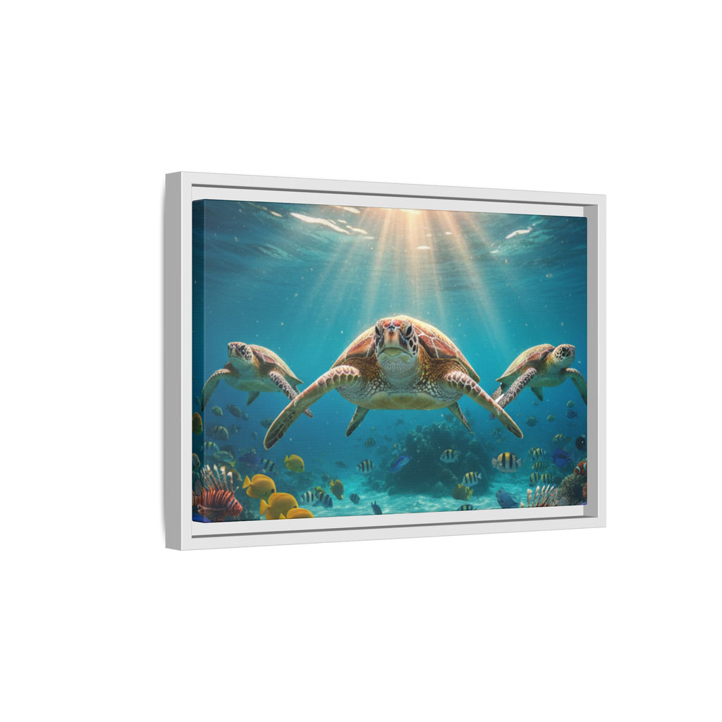 Sea Turtle Ocean Art — Framed Matte Canvas Wall Art