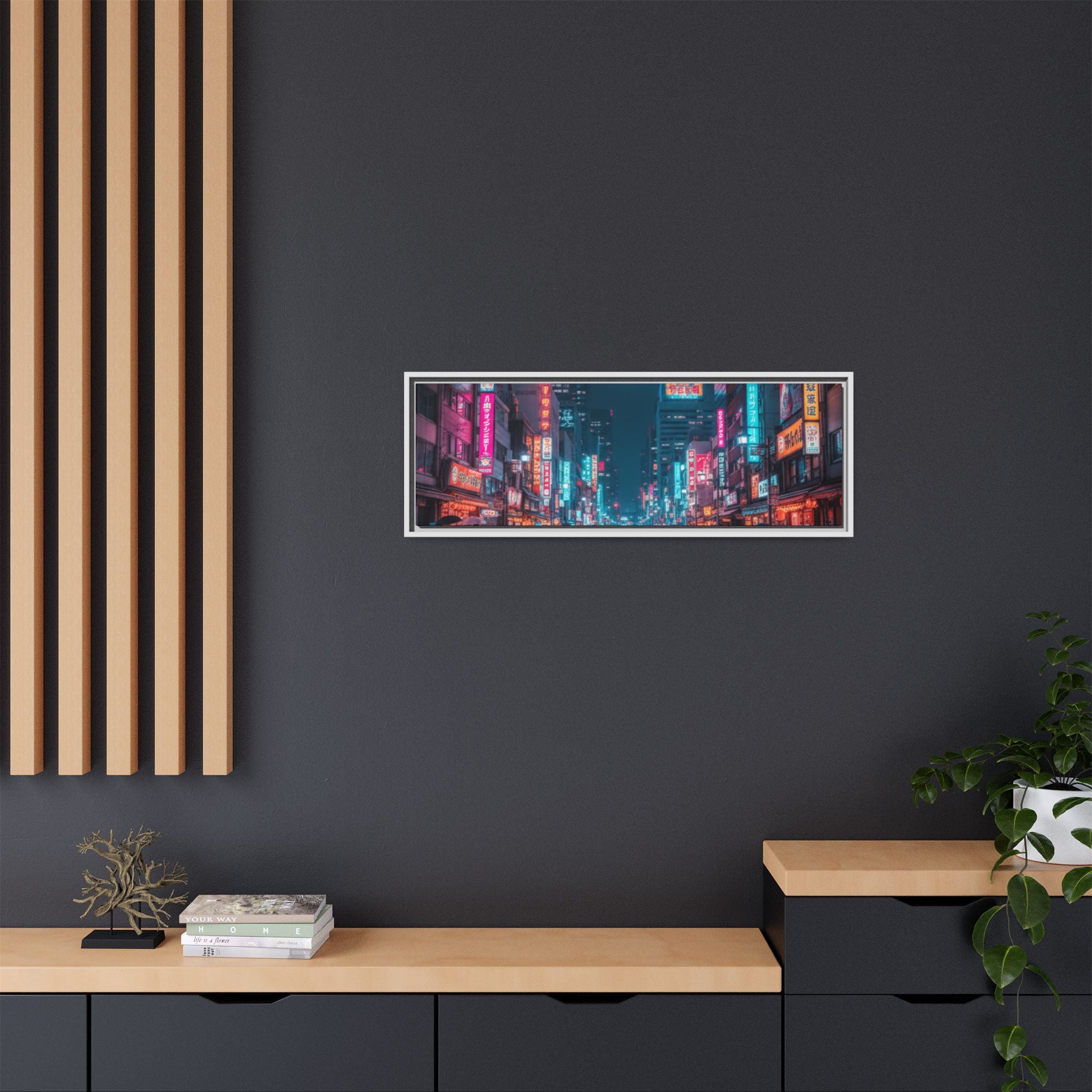 Japan Nightscape Canvas Framed Print
