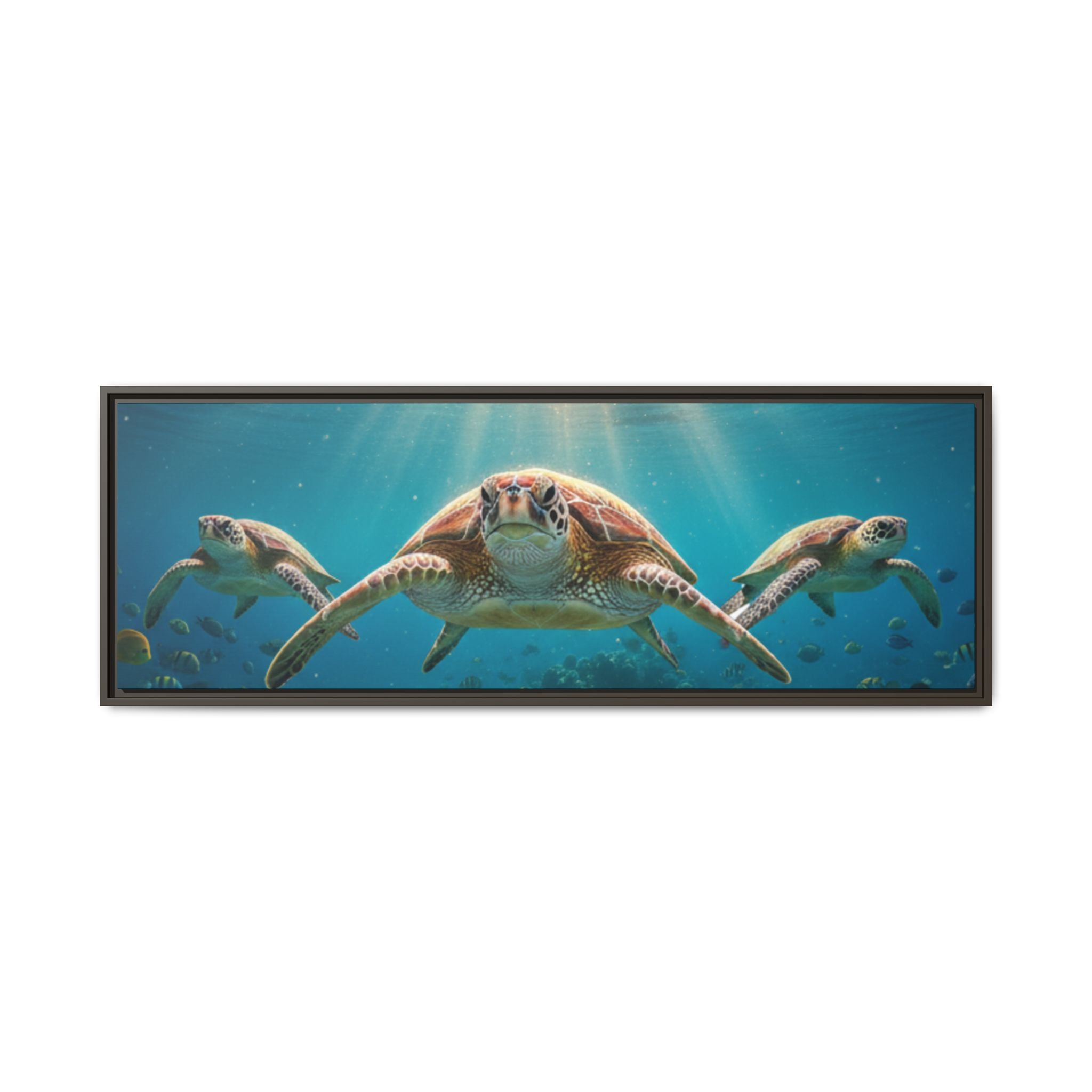 Sea Turtle Ocean Art — Framed Matte Canvas Wall Art