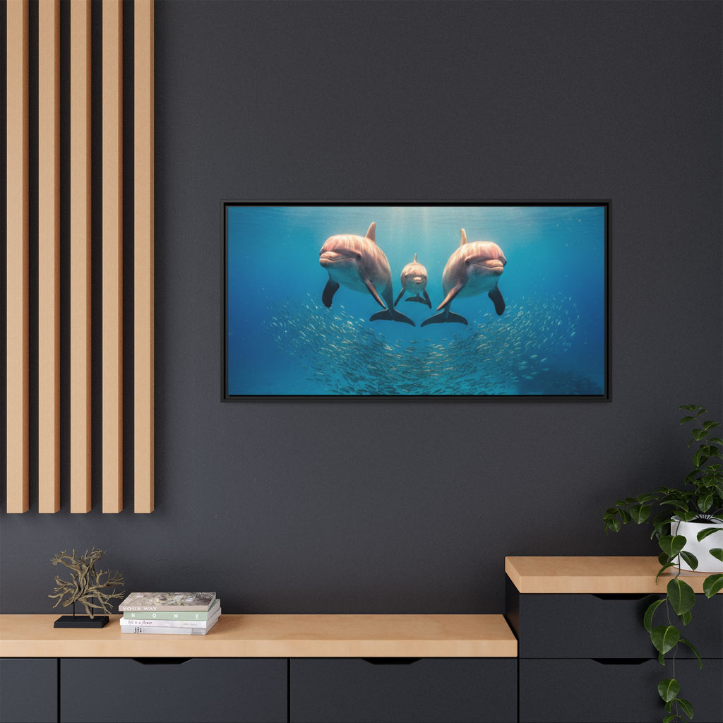 Framed Dolphin Canvas Print — Matte Ocean Wall Art