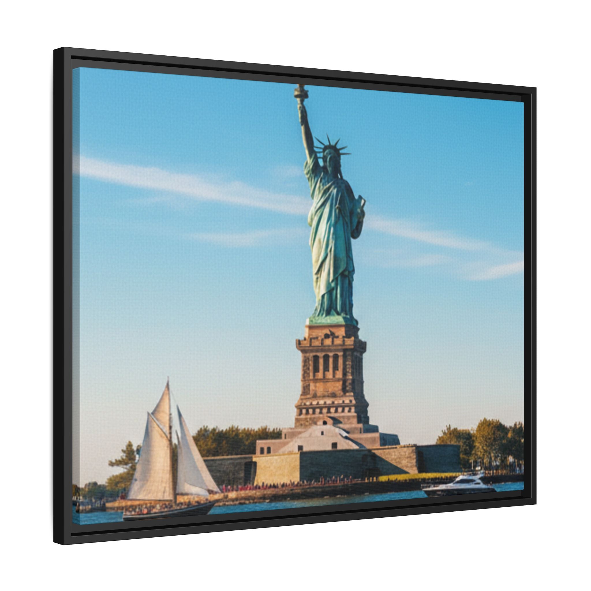 Statue of Liberty Matte Framed Canvas Print — New York City Landmark Wall Art