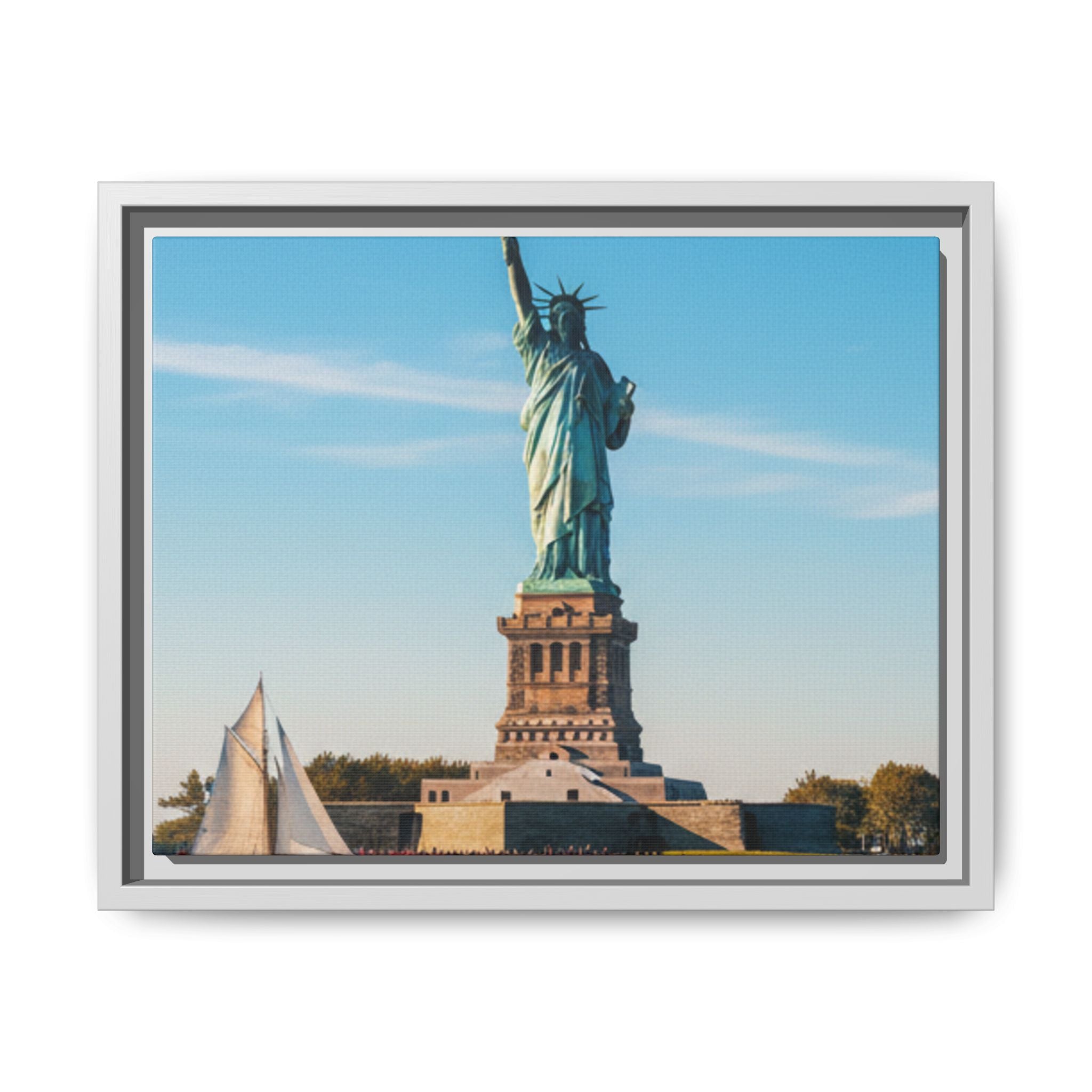 Statue of Liberty Matte Framed Canvas Print — New York City Landmark Wall Art