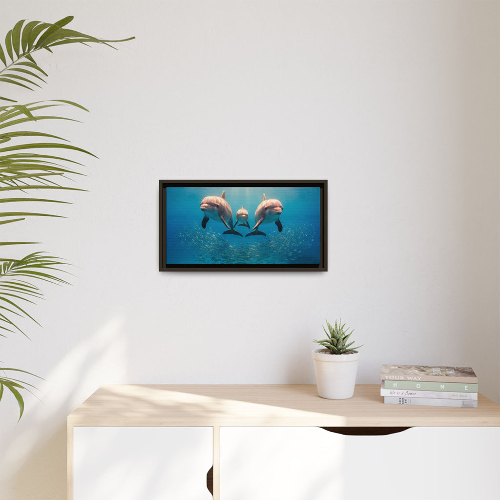 Framed Dolphin Canvas Print — Matte Ocean Wall Art