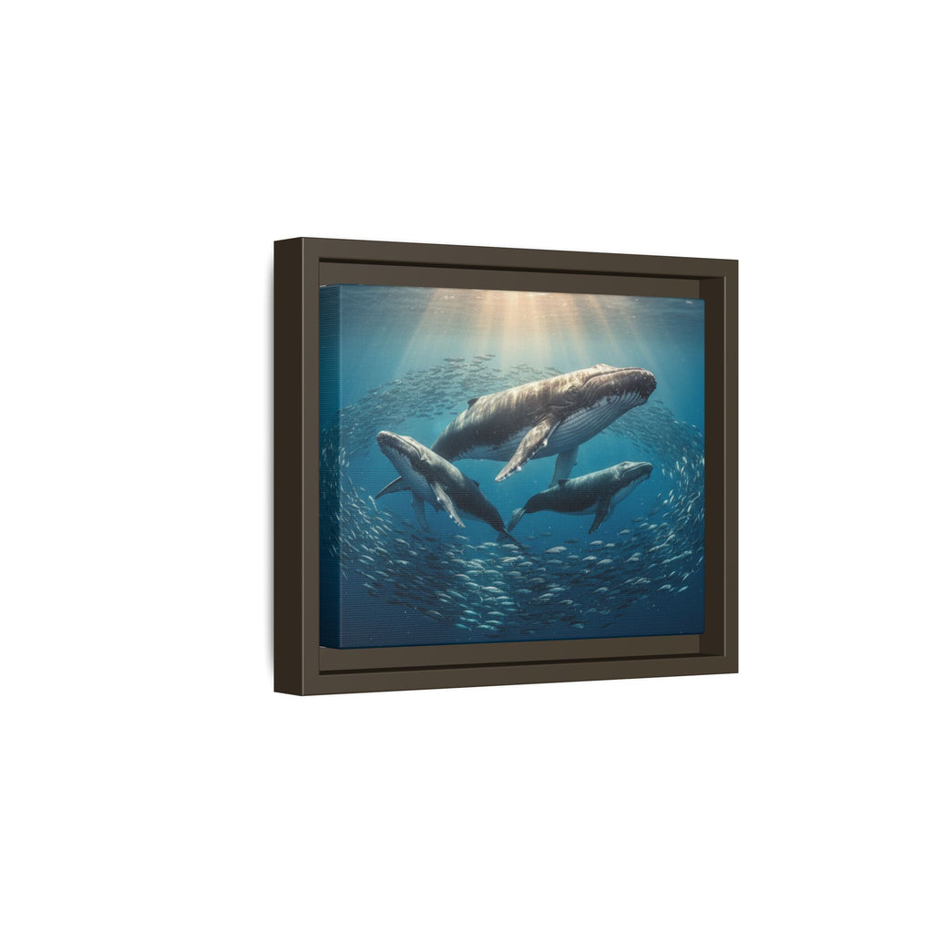Stunning Whale Family Canvas Wall Art - Framed
