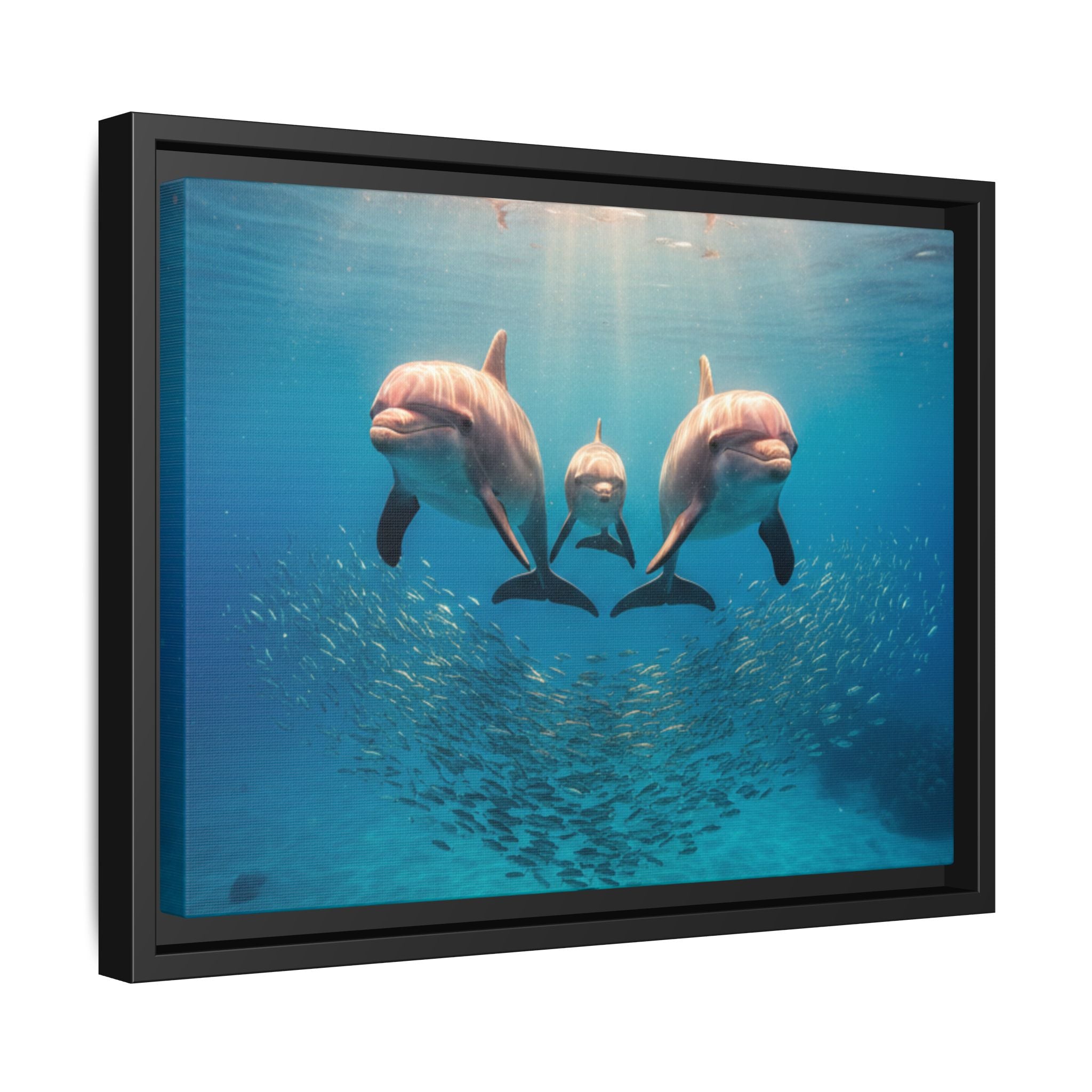 Framed Dolphin Canvas Print — Matte Ocean Wall Art