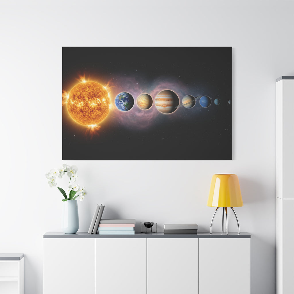 Stunning Solar System Art — Planet Lineup Matte Stretched Wall Art