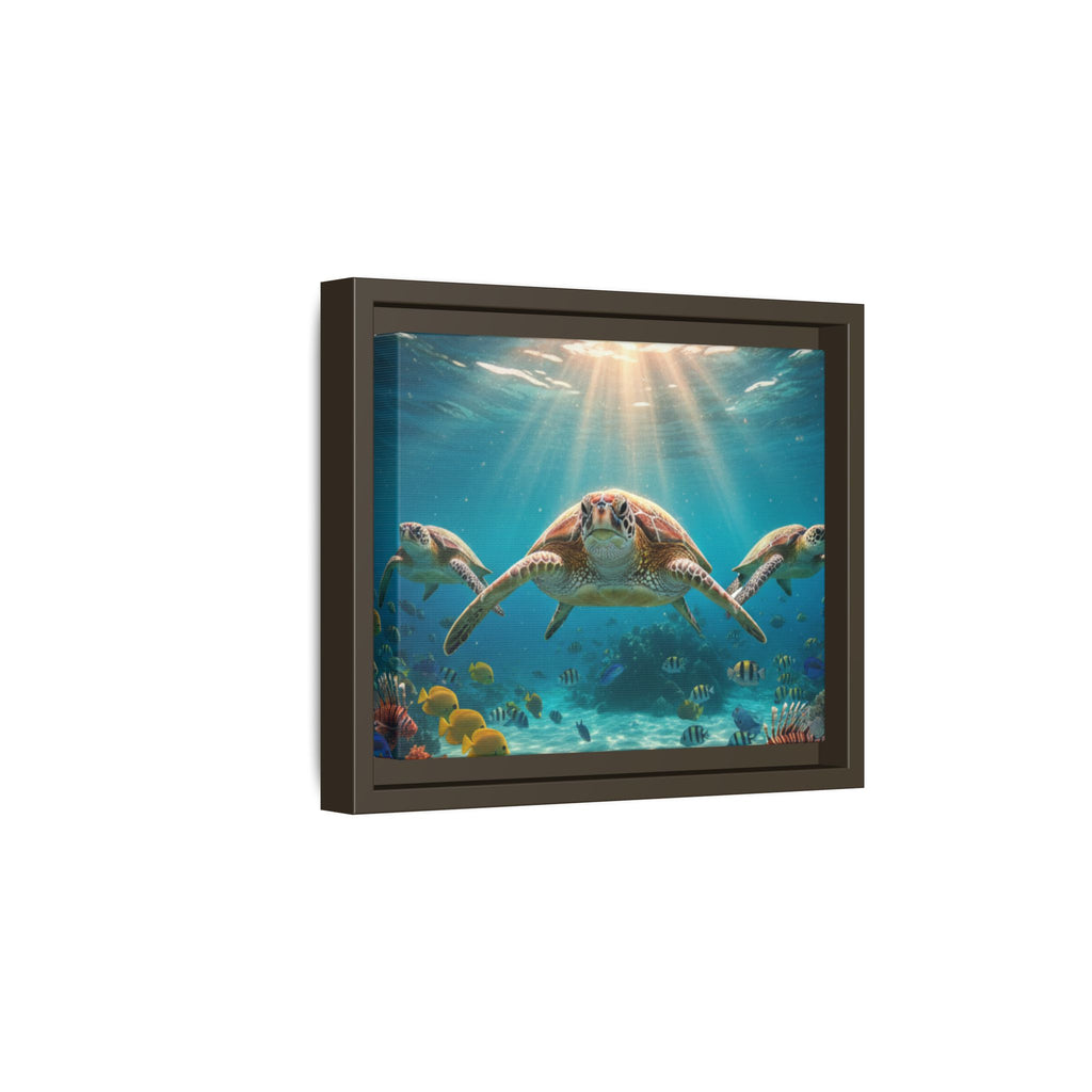 Sea Turtle Ocean Art — Framed Matte Canvas Wall Art