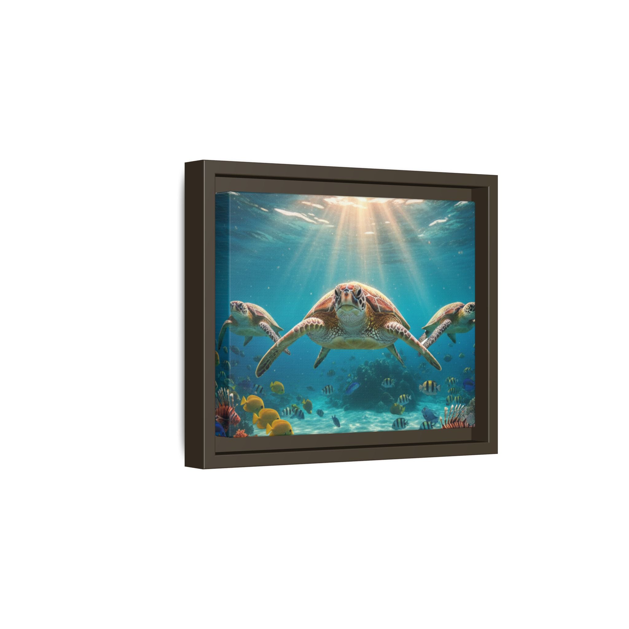 Sea Turtle Ocean Art — Framed Matte Canvas Wall Art
