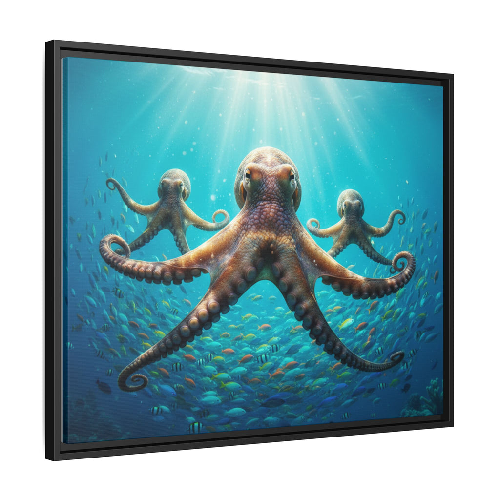 Framed Octopus Art Print — Vibrant Underwater Canvas Wall Decor