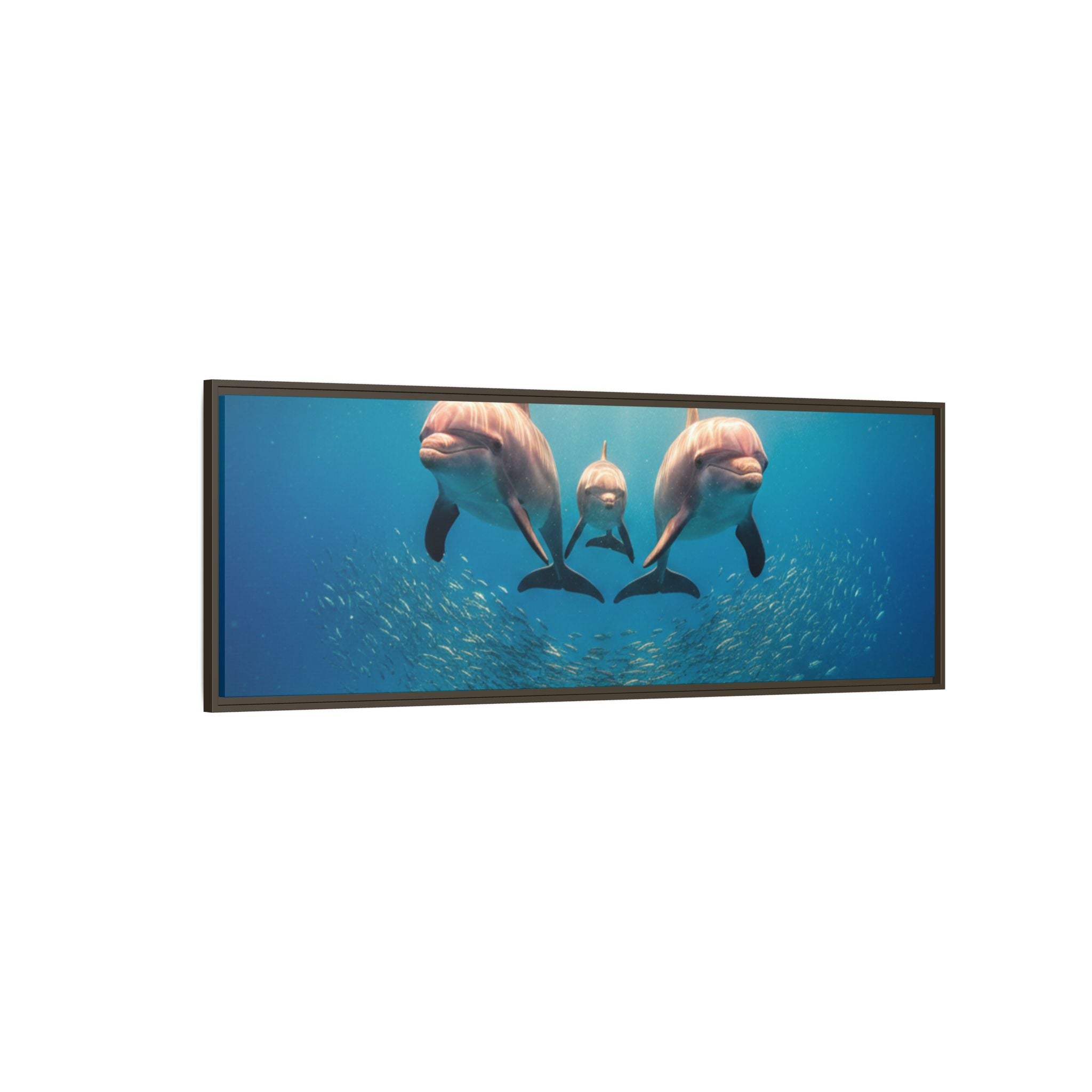 Framed Dolphin Canvas Print — Matte Ocean Wall Art